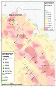 West Mining Chip Samples 0.31% Copper Over 18 Metres Kena Gold-Copper Project, BC