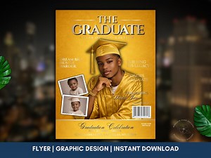 Gold Graduation Magazine Cover Template – Class of 2026 Editable Canva Grad Party Invitation - Etsy UK