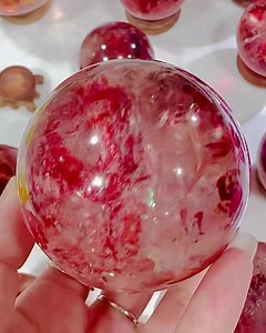 High quality transparent rainbow 🌈 fire quartz sphere, 👍crystal transparent, 😱each one has a rainbow 🌈, so advanced👍👍 #crystal | SD Crystal