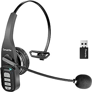 Conambo JBT900-Dongle On Ear Headphones, Bluetooth 5.0, Noise Cancelling Mic, 22H Talk Time, for Computer/Cell Phone/Tablet/Laptop/Truck Drivers