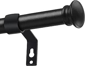 Matte Black Curtain Rods - Heavy Duty Window Curtains Rods for Windows 28-64 Inch - 5/8”Adjustable Farmhouse Curtain Rods for Kitchen, Valance, Door, Bedroom, Drapery, Bathroom