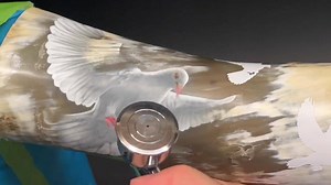 Adding some dove love to the heaven side of the #heavenandhell bull horns. #dove #airbrush #painting #art #yyc | JBo Airbrush