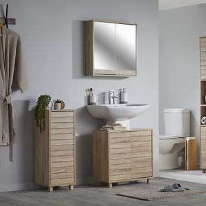 [Hot Item] Light Wood Cupboard Tallboy Unit Under Basin Sink Bathroom Set Cabinet