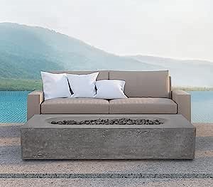 Pyromania Alchemy Outdoor Concrete Fire Pit Table, 60 x 30 Inches - Propane Model in Slate Gray Color