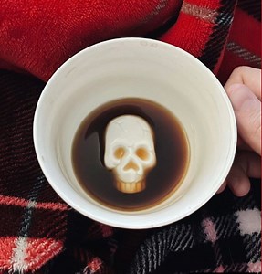 SKULL Ceramic Mug by Creature Cups | Surprise 3D Statue at Bottom | Black Skeleton Mug | Birthday, Spooky Goth Gifts | Christmas Coffee Mug - Etsy