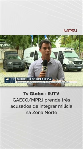 Operação do GAECO/MPRJ que resultou na prisão de três acusados de integrar milícia na Zona Norte do Rio foi destaque do RJTV 1ª edição, da TV Globo, do dia 12/03. Grupo que fazia serviço de Gatonet era chefiado por Ronnie Lessa e Maxwell Simões Corrêa, já presos pela morte da vereadora Marielle Franco e do motorista Anderson Gomes. Saiba mais: https://www.mprj.mp.br/visualizar?noticiaId=140801 | Ministério Público do Estado do Rio de Janeiro - MPRJ