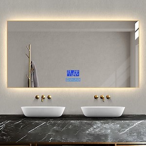 [Hot Item] Modern Rectangle Smart LED Bathroom Mirror Illuminated Touch Switch Smart Mirror with Speaker Bath Mirrors