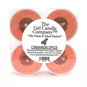 4 Pack of Cinnamon Spice Scented Aroma Up to 8 Hour Mineral Oil Based Tea Lights Made in USA by The Gel Candle Company