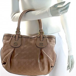 Gucci Guccissima Scarlett Bag GG Monogram Leather Neutral Blush Nude Pink Purse