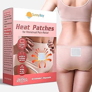 Heat Patches for Body Pain Relief - 20 Disposable Heating Pads for Back Pain - Knee Muscle Heat Patch Air Activated Adhesive - Period or Menstrual Cramps Therapy Heatwraps by Sunnybay (20 Packs)