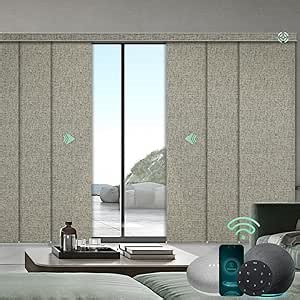 Yoolax Custom XL Smart Sliding Door Blinds, Motorized Sliding Panel Blinds Compatible with Alexa, Fabric Blackout Vertical Rechargeable Battery Shades for Glass Doors(Caramel Gold)
