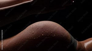 Super slow motion. Women's beautiful ass, hand slaps the ass.