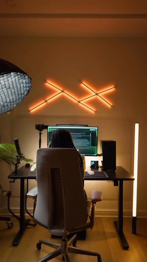 Setup goals! 🎥 by @ogehezeonu Lights used: key amaran 200d light dome SE and amaran T4C tube light. #amaran #aputure #gaming #gamer #gamergirl #pc #ps5 #gamingsetup #gamersetup | amaran