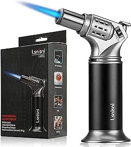 Kitchen Butane Torch, Refillable Culinary Butane Torch Lighter for Desserts, Creme Brulee, BBQ and Baking,Mini Blow Torch Lighter with Safety Lock and Adjustable Flame (Butane Gas Not Included)