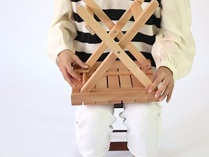 UNISTRENGH Portable Folding Wooden Stool Collapsible Solid Wood Beech Camping Stools for Outdoor Fishing Travel BBQ Kitchen Gardening Plant (Walnut Color)