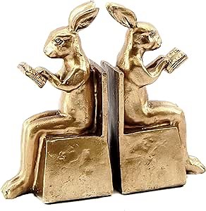 Bellaa 22883 Rabbit Bookends Studious Reading Bunny 7 Inch
