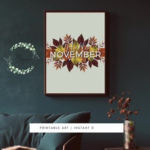 Hello November | Printable Wall Art | Fall Decor - Etsy UK