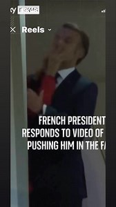 French President’s Wife Violently Pushed Him, Hitting His Mouth While They Tried To Come Down From Their Jet In Vietnam For South East Asia TourFrench President, Emmanuel Macron seemed to have had an embarrassing moment as they arrive in Vietnam for their South East tour.In a video seen by The Republican News, the President’s wife, who dressed in red jacket, it showed the moment her hand violently pushed President Macron’s face, while the President thereafter tried a forced smile but showed some