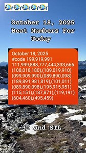 8.7K views · 106 reactions | October 18, 2025 Beat Numbers For Today 3D and STL Best code, syndicate, triple ☺️殺❤️ #best #code #3d #stl #communitysupport #fypシ #TeamSupport | Swertres lucky number | Facebook