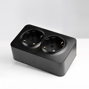 [Hot Item] 16A PC Material EU Standard 4 Pin Dual Outlet Plug Electric Surface Mounted Electrical Home Use Plastic European German Schuko Electric Wall Socket