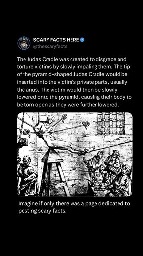 Scary | The Judas Cradle, also known as the "Judas Chair" or "Pyramid of Pain", was a brutal torture device used in the Middle Ages. It was... | Instagram