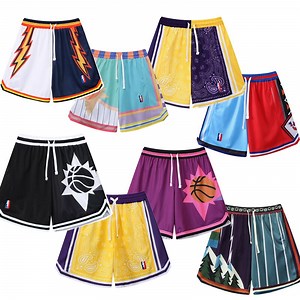 [Hot Item] Embroidery Throwback Vintage Retro Men`S Basketball Shorts with Pockets