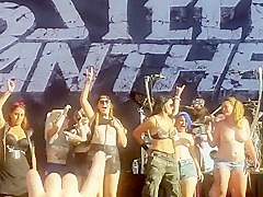 Steel Panther Rock Show Topless Girls in a Row