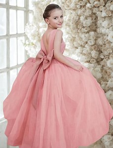 Season Sale! Pink Princess Tutu Dress for Girls – Elegant Bow Back Sleeveless Flower Girl Dress for Wedding, Birthday Party, Performance - Etsy