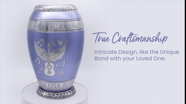 Guitar Urn for Human Ashes Adult Male - Music Urn - Large Urns for Men with Bag - Honor Your Loved One with Memorial Lavender Urn for Male & Female - Funeral Cremation Urn