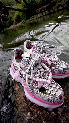 Colorful Decorated Sneakers in Nature Setting