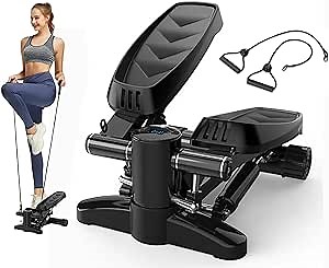 Afrann Mini Stepper for Exercise 330lb, Aerobic Fitness Stair Stepper Climber Bike Peddler Exercise Machine with Resistance Bands and Display, Step Fitness Machine for Home Office Workout Women Men