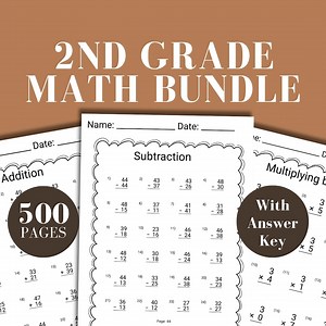 2nd Grade Math Worksheet Bundle Addition Subtraction Worksheet Multiplication 2nd Grade Math Sheet Homeschool Printable Second Grade Math - Etsy