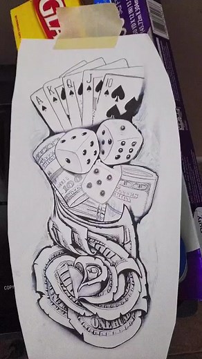 Money Rose Tattoo Design for Gamblers