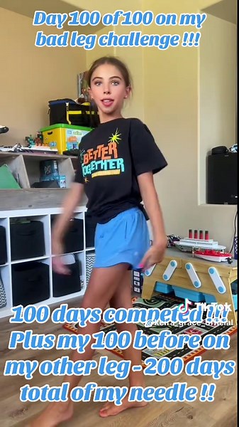Day 100 of 100 Completed on my bad leg challenge @Anna McNulty ! So fun ! That’s 200 days total completed with both legs combined . What should I do next ? #keira_grace_official #fyp #fypシ #trending #annamcnultychallenge #annamcnulty #cheertok #viraltiktok