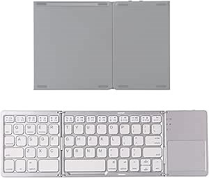 Foldable Bluetooth Keyboard - Portable, Full-Size, Wireless with Numeric Keypad, Touchpad, Compatible with Windows, iOS, Android, Mac