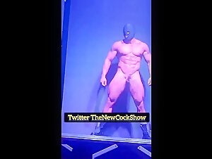 Masked muscle men's cock show