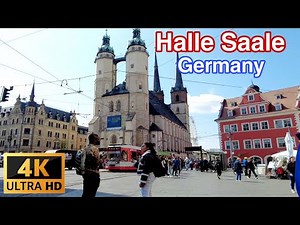 Halle Saale Germany, 4K-60fps the Best, Walking Tour - 2022 - M2CityTour