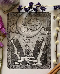 The Moon Tarot Card - Etsy