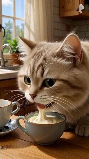 Cute Cat Eating Yogurt 😺🥣
