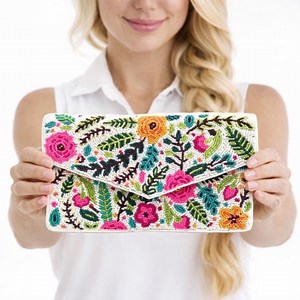Floral Beaded Clutch Flower Beaded Bag Crossbody Purse - Etsy