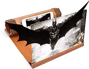 Screen Magnifier,12'' Screen HD Movie Video, Wood Grain Foldable Mobile Phone Screen Amplifier for All Smartphones (Walnut Wood Grain) (Yellow Wood Grain)