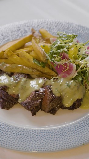 Enjoy mouthwatering Hanger Skirt Steak Frites as part of our 2 course, $40 lunch menu | Seaspice