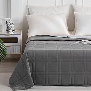 GOHOME Weighted Blanket 15lbs 60"X80" Fit Twin Full or Queen Size Bed - Cooling Heavy Blanket