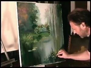 Artist Igor Sacharow Overgrown Teich, Weide Russische Bob Ross