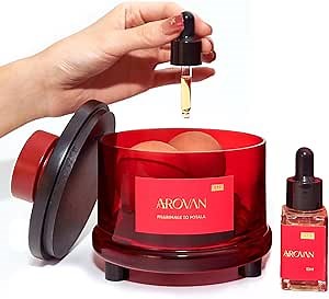 Passive Diffuser | Glass Diffuser for Essential Oils, with 3 Terracotta Spheres | Handcrafted Natural Aromatherapy Diffuser for Meditation & Home | Red Décor, Restroom Decor, Japanese Décor