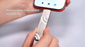 ORICO 1TB Portable Solid State Drive, 1050MB/s Dual-Port Rotating Metal External SSD with 90° Click-Stop, Reliable Storage for iPhone 17, 16 Series, Type-C Smartphone, Mac, Audio, Vehicle - A101