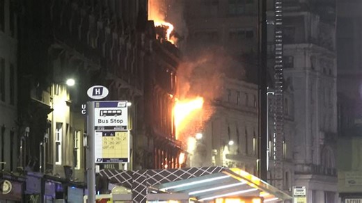 Building close to Scotland's busiest station Glasgow Central collapses in inferno blaze