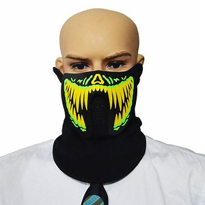[Hot Item] Cool Halloween Glow Mask Mask Cold Glow Horror Voice Activated Glow Five-Flash Party Glow Mask
