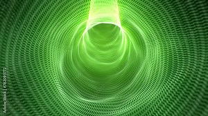 Vidéo Stock Green wavy tunnel with bright glow effect. Elegant soft light background with wave tube made of digital elements. Computer science, biology, internet connections and data flow animation. 4k , 60 fps