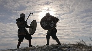 Two Warriors Viking Fighting Axes Shields: วิดีโอสต็อก (ปลอดค่าลิขสิทธิ์ 100%) 1032430460 | Shutterstock